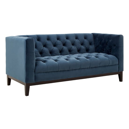 Product photograph of Okab Upholstered Velvet 2 Seater Sofa In Midnight Blue from Furniture in Fashion