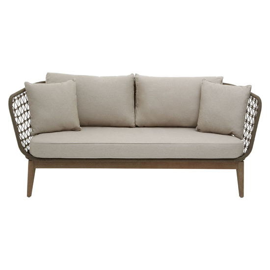 Okala Woven 2 Seater Sofa With Grey Fabric Cushion In Natural