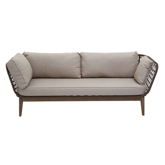 Okala Woven 3 Seater Sofa With Grey Fabric Cushion In Natural