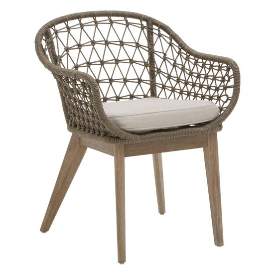 Product photograph of Okala Woven Accent Chair With Grey Fabric Cushion In Natural from Furniture in Fashion