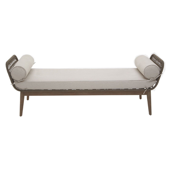 Okala Garden Woven Seating Lounge Bench With Fabric Cushion In Natural