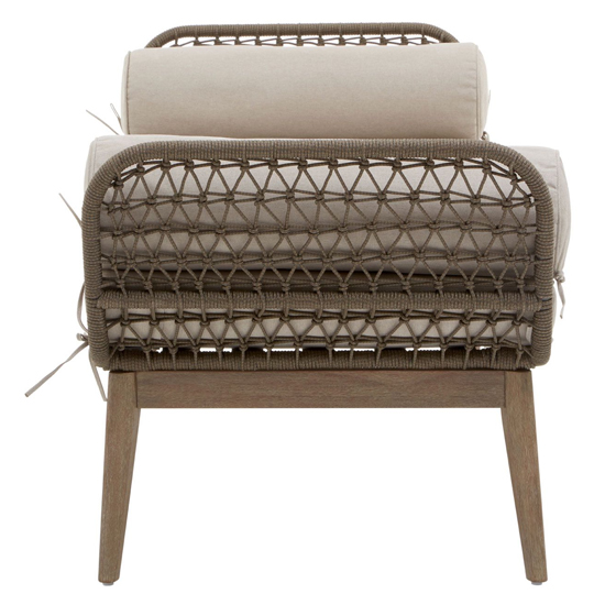 Okala Garden Woven Seating Lounge Bench With Fabric Cushion In Natural