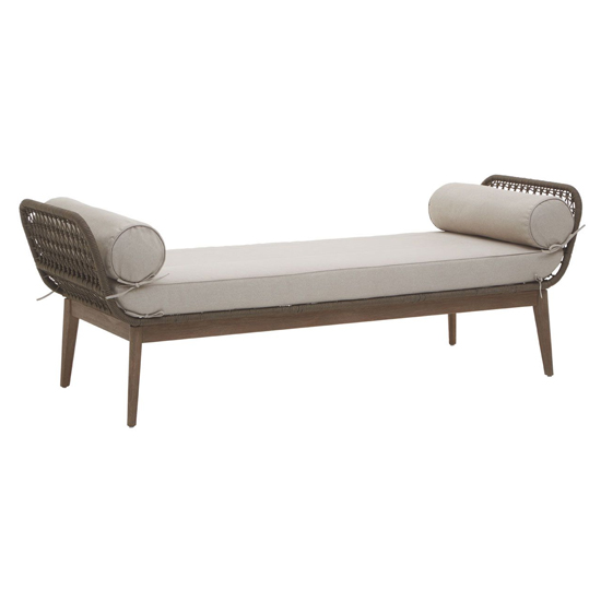 Product photograph of Okala Woven Day Bed With Grey Fabric Cushion In Natural from Furniture in Fashion