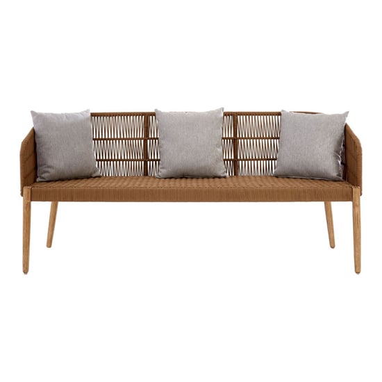 Okala Woven Latte Cotton Rope 3 Seater Sofa In Natural