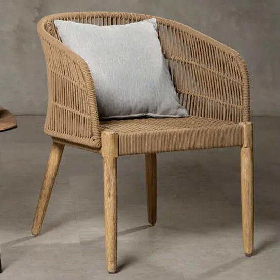Product photograph of Okala Woven Latte Cotton Rope Armchair In Natural from Furniture in Fashion