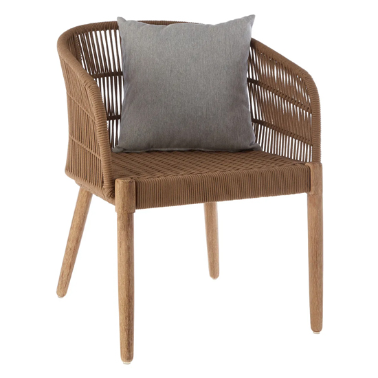 Okala Woven Latte Cotton Rope Armchair In Natural