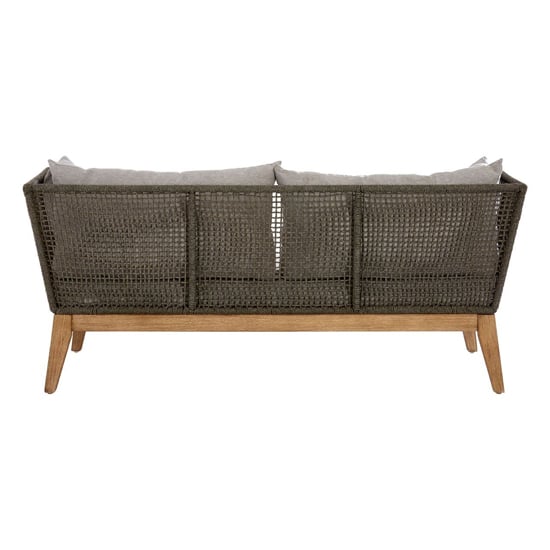 Okala Woven Rope 3 Seater Sofa With Wooden Frame In Light Grey