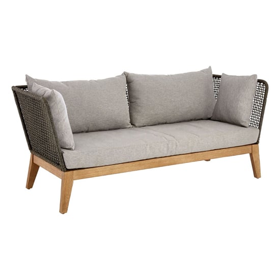 Product photograph of Okala Woven Rope 3 Seater Sofa With Wooden Frame In Light Grey from Furniture in Fashion