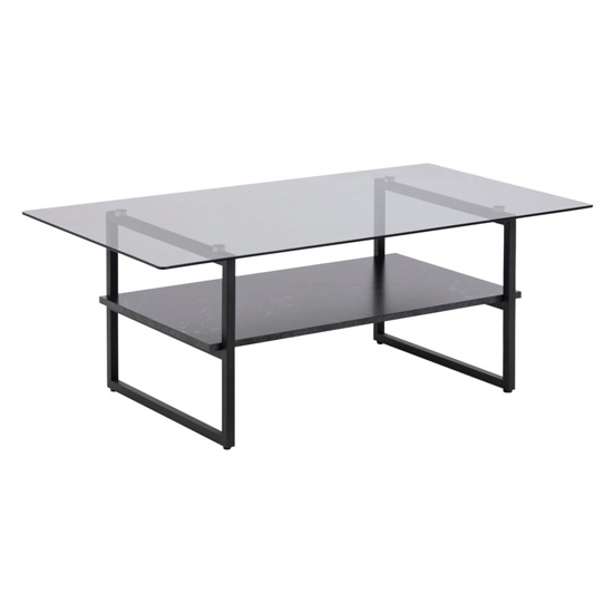 Read more about Okai rectangular smoked glass coffee table with undershelf