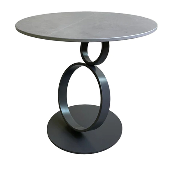 Okaya Round Ceramic Side Table In Matt Grey Furniture in Fashion