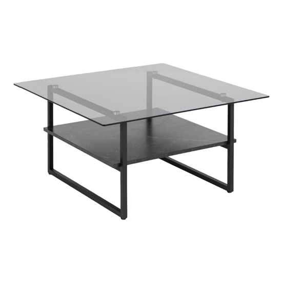 Product photograph of Okai Square Smoked Glass Coffee Table With Undershelf from Furniture in Fashion