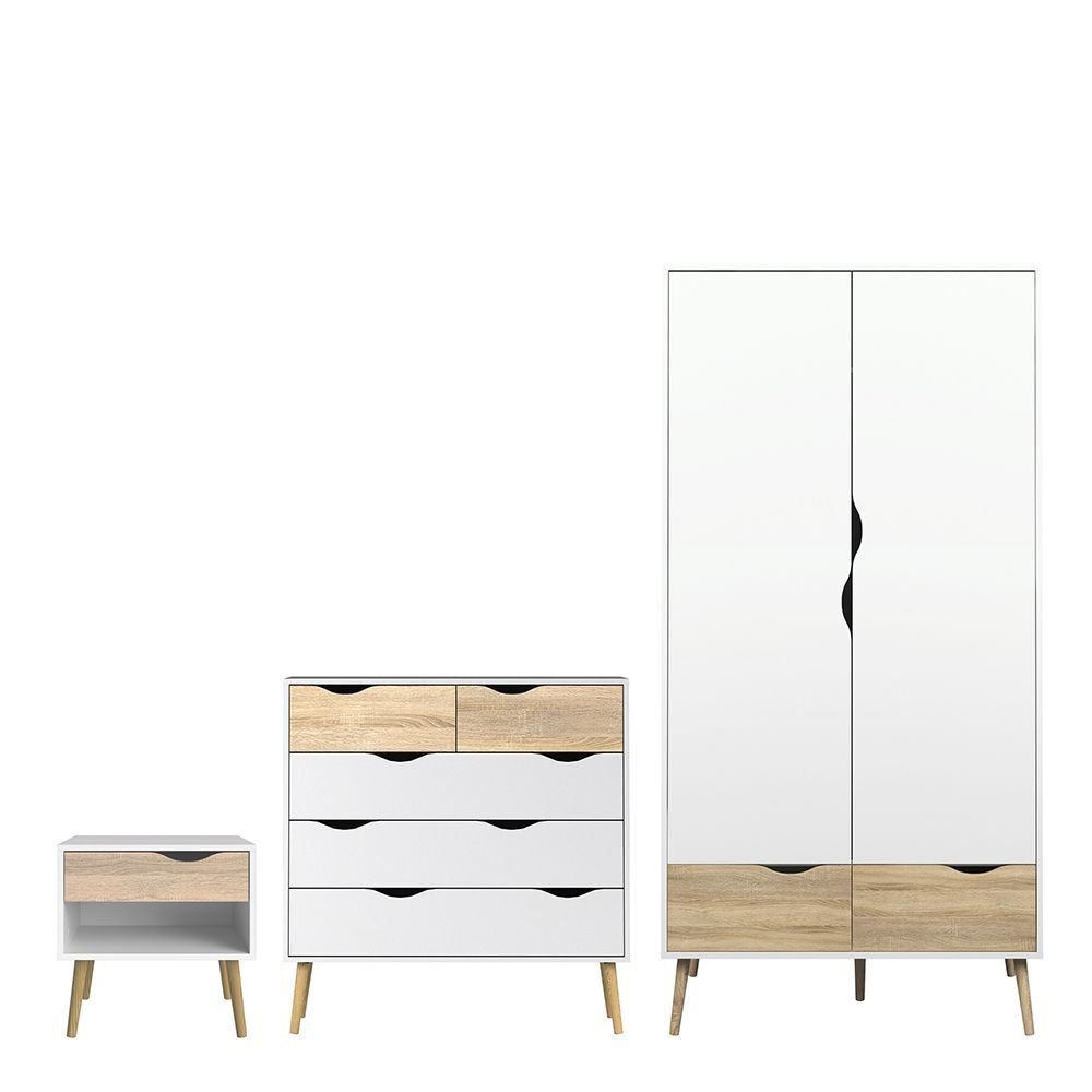Read more about Okla wooden bedroom set with 2 doors wardrobe in white and oak