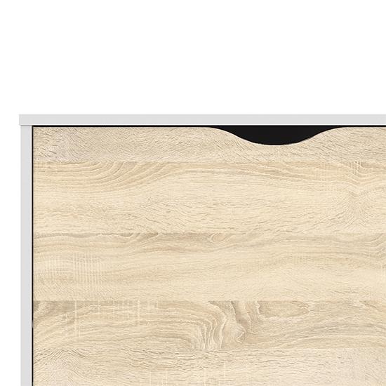 Oklo Wooden Bookcase With 1 Door 2 Drawers In White And Oak