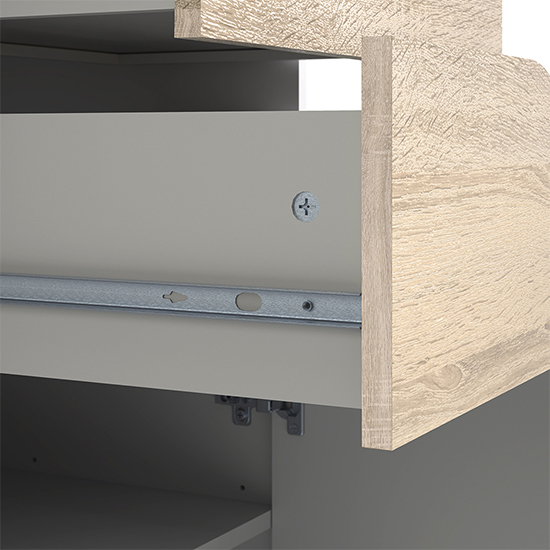 Oklo Wooden Bookcase With 1 Door 2 Drawers In White And Oak