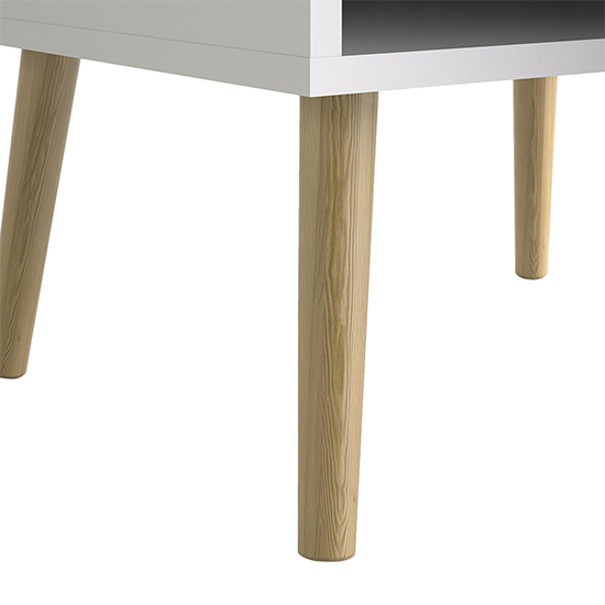 Oklo Wooden Bookcase With 1 Door 2 Drawers In White And Oak