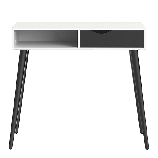 Oklo 1 Drawer 1 Shelf Console Table In White And Matt Black_2