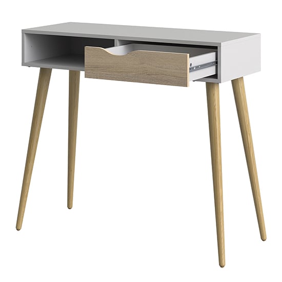 Oklo Wooden Console Table With 1 Drawer In White And Oak