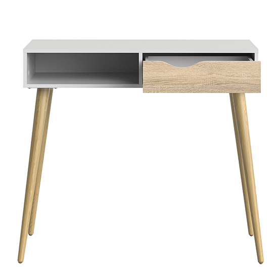 Oklo 1 Drawer 1 Shelf Console Table In White And Oak_5