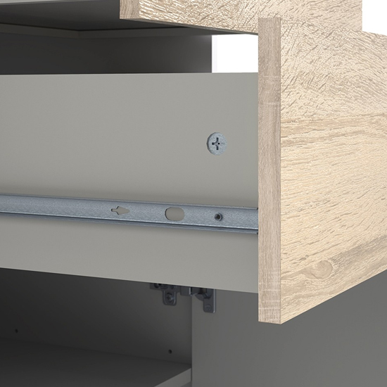 Oklo Wooden TV Stand With 2 Drawers 4 Shelves In White And Oak