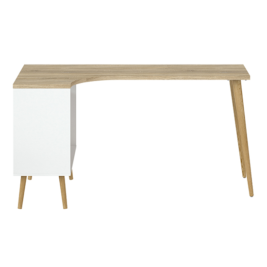 Oklo Wooden Laptop Desk With 2 Drawers In White And Oak