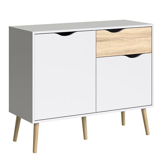 Oklo Small 2 Doors 1 Drawer Sideboard In White And Oak_2