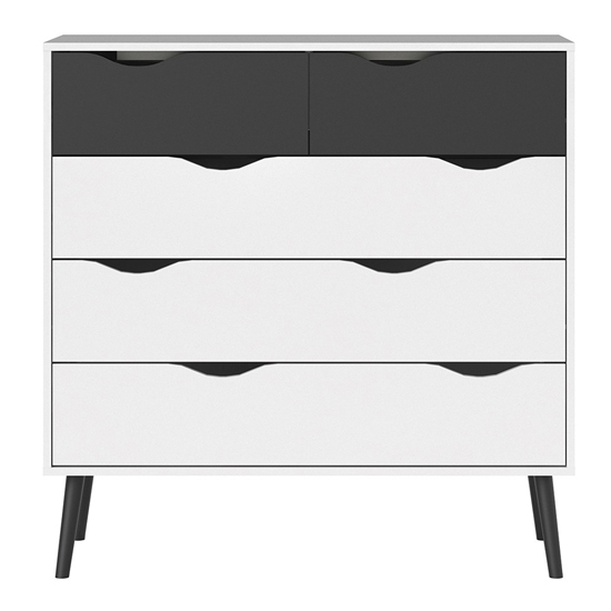 Read more about Oklo wooden chest of 5 drawers in white and matt black