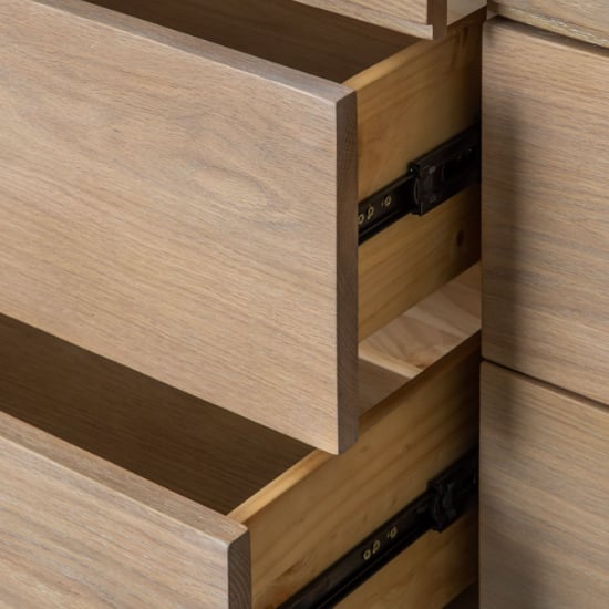 Okonma Wooden Chest Of 6 Drawers With Metal Legs In Oak