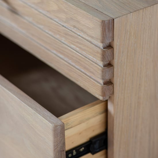 Okonma Wooden Chest Of 6 Drawers With Metal Legs In Oak