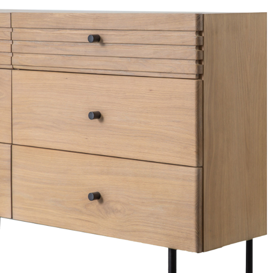 Okonma Wooden Chest Of 6 Drawers With Metal Legs In Oak