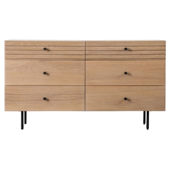 Read more about Okonma wooden chest of 6 drawers with metal legs in oak