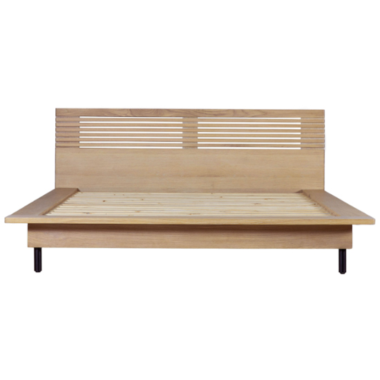 Read more about Okonma wooden double bed with metal legs in oak