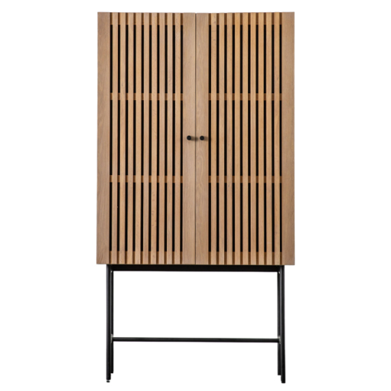 Okonma Wooden Drinks Cabinet With Metal Legs In Oak