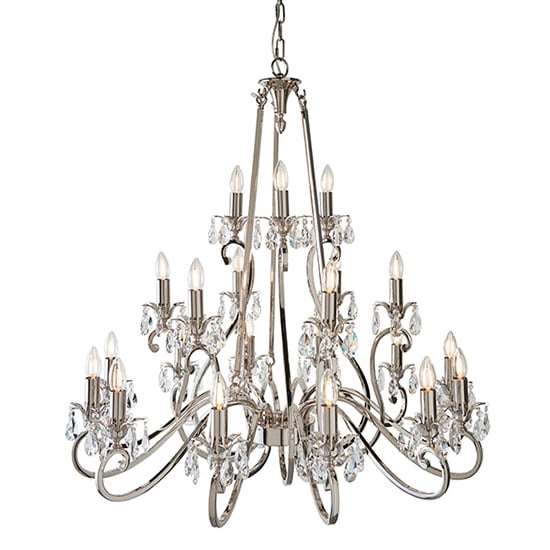 Oksana 21 Lights Clear Crystal Pendant Light In Polished Nickel