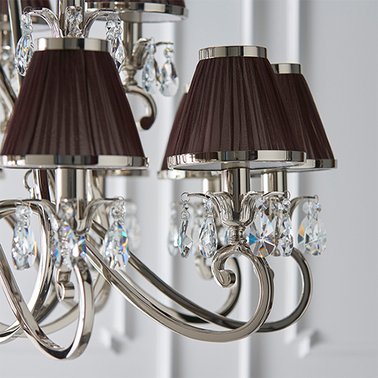 Oksana 21 Lights Pendant Light In Nickel With Chocolate Shades_2