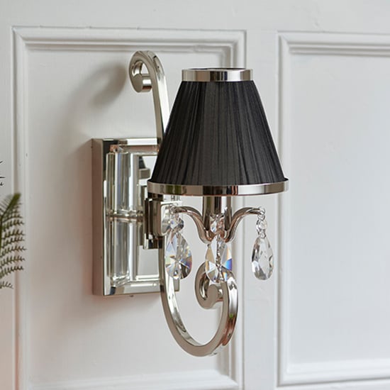 Read more about Oksana single wall light in nickel with black shade
