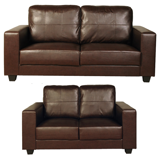 Read more about Okul faux leather 3 seater sofa and 2 seater sofa suite in brown