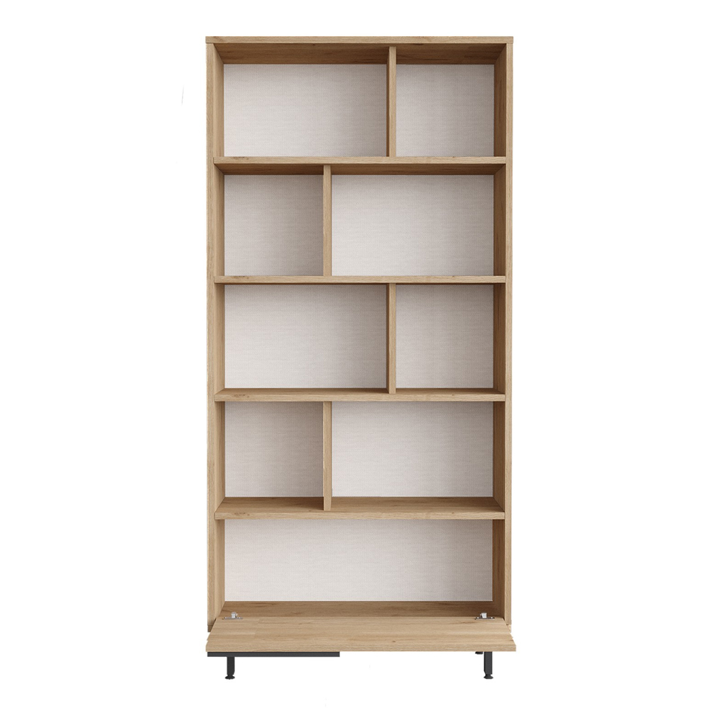 Olara Wooden Display Unit with Black Metal Legs in Walnut