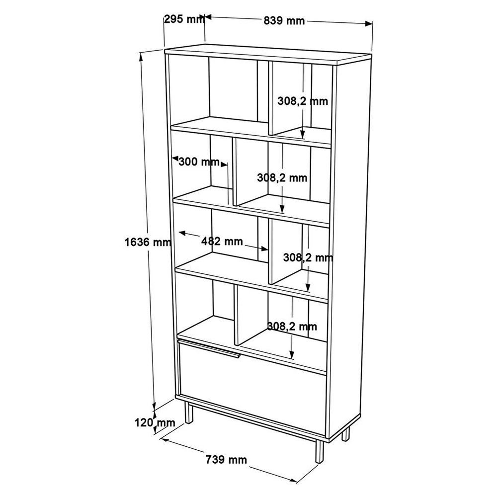 Olara Wooden Display Unit with Black Metal Legs in Walnut