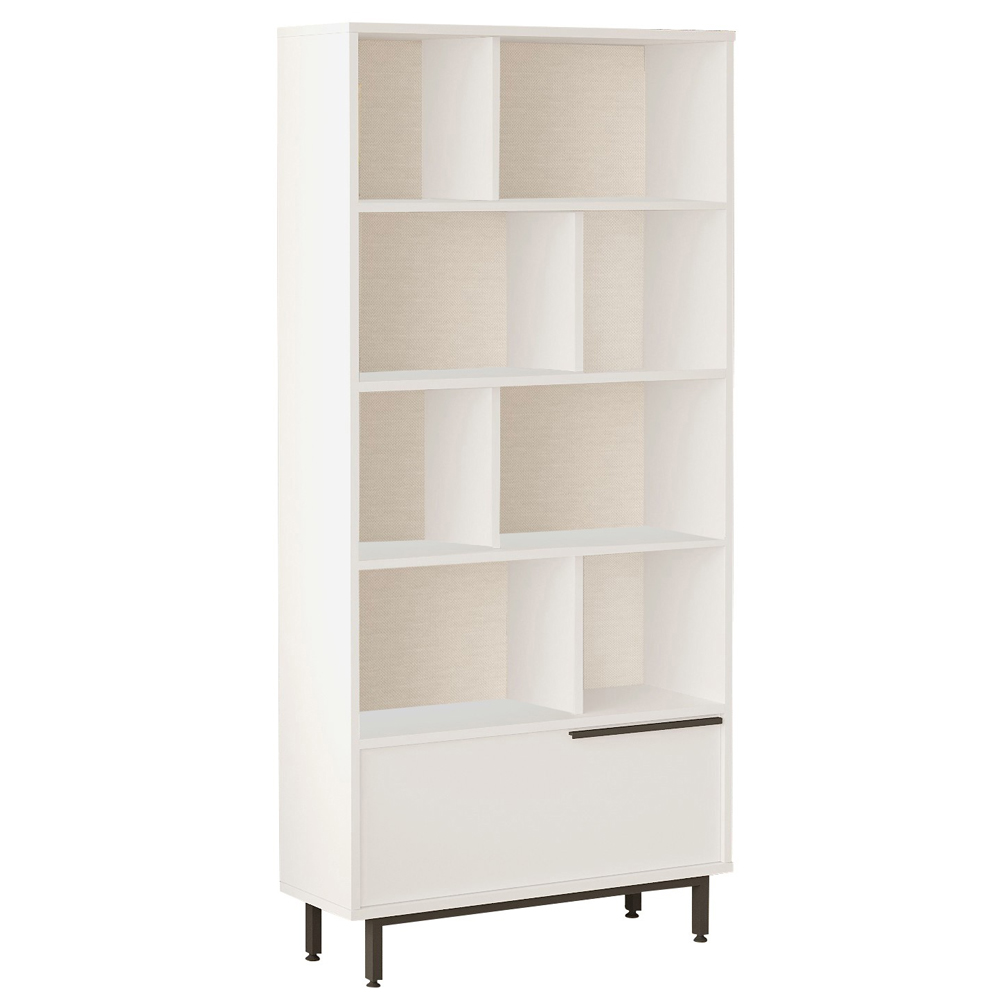 Olara Wooden Display Unit with Black Metal Legs in White