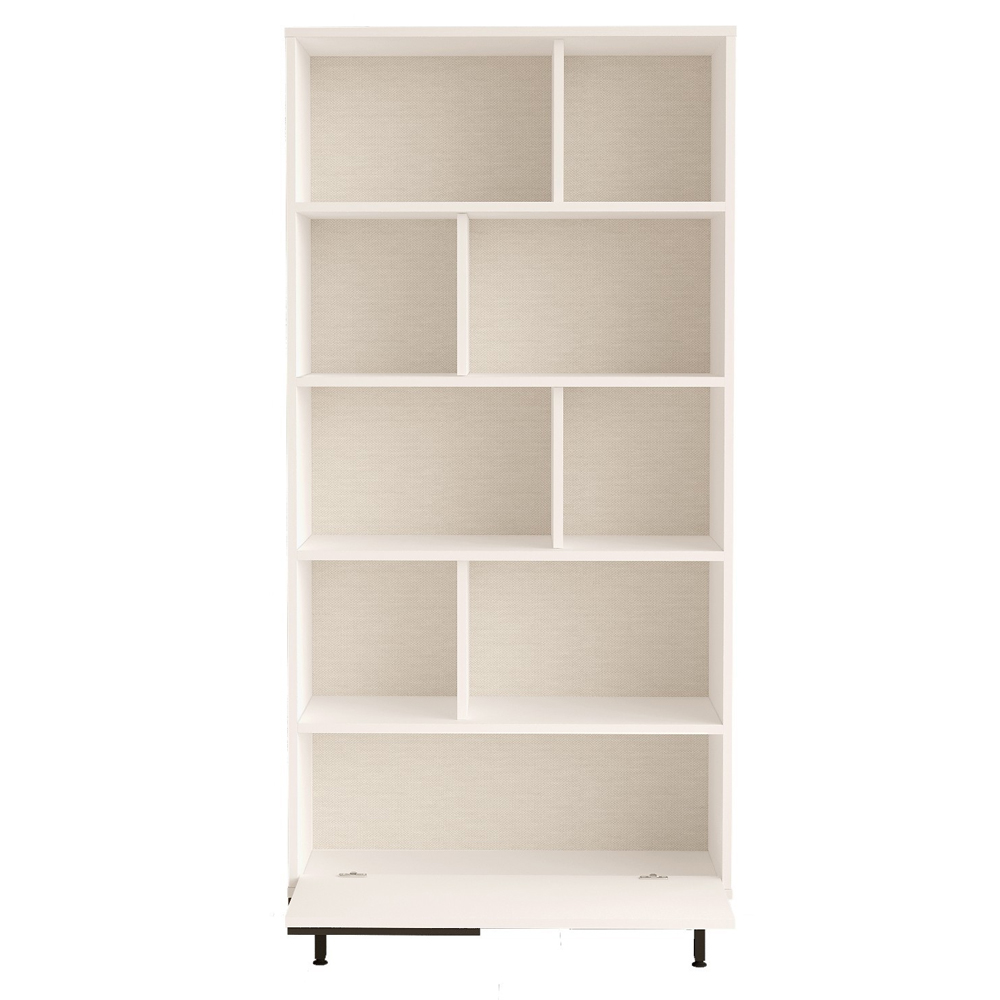 Olara Wooden Display Unit with Black Metal Legs in White