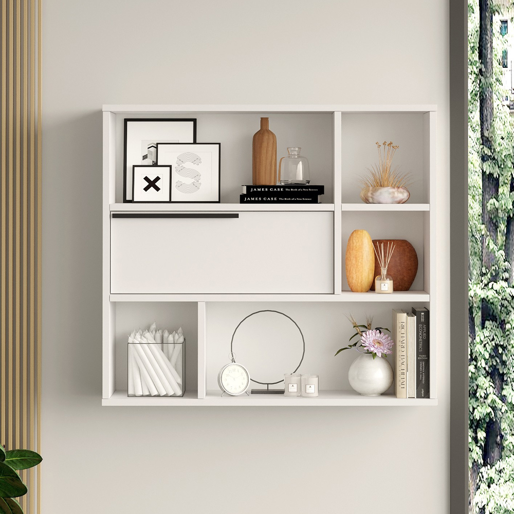 Olara Wooden Wall Hung Shelving Unit in White