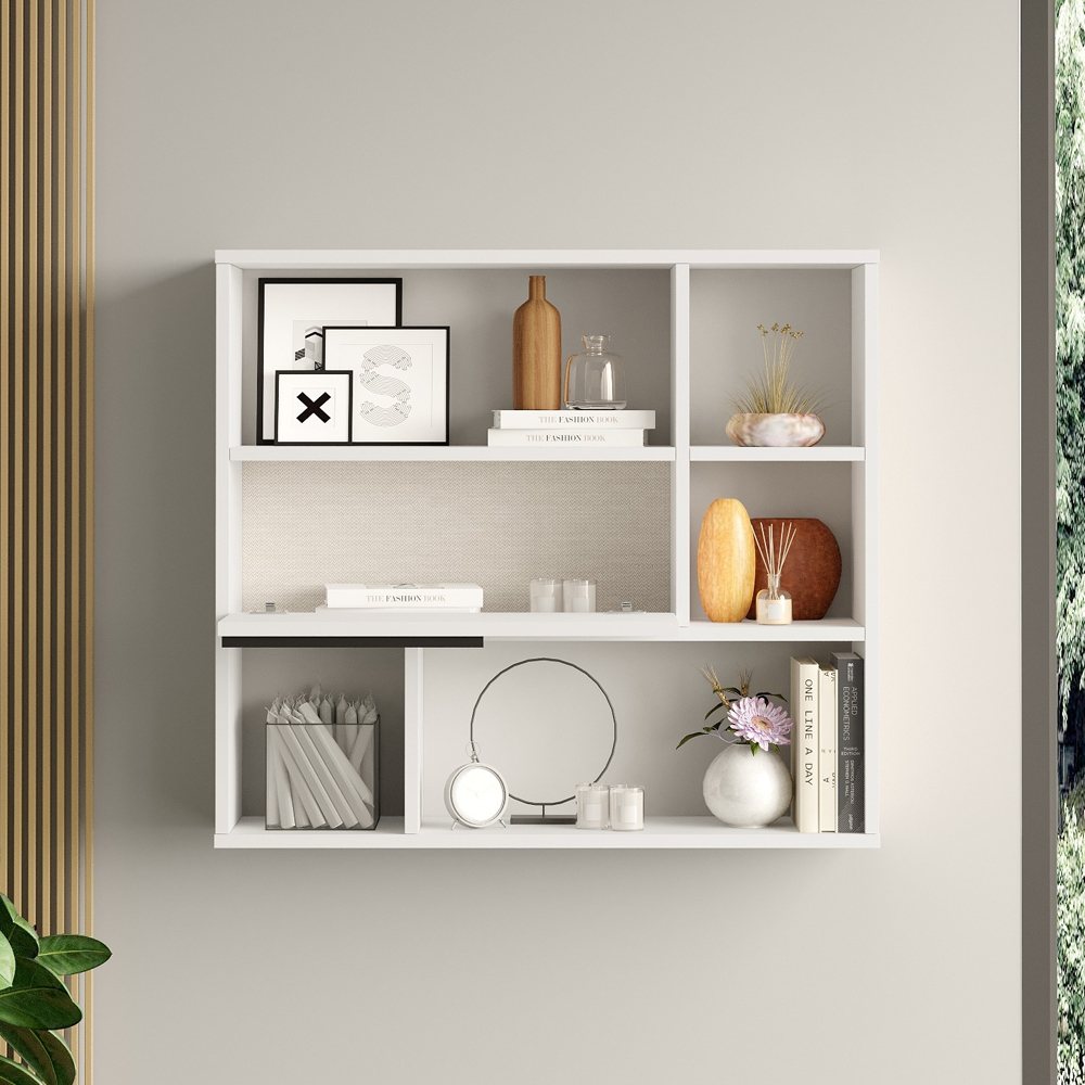 Olara Wooden Wall Hung Shelving Unit in White