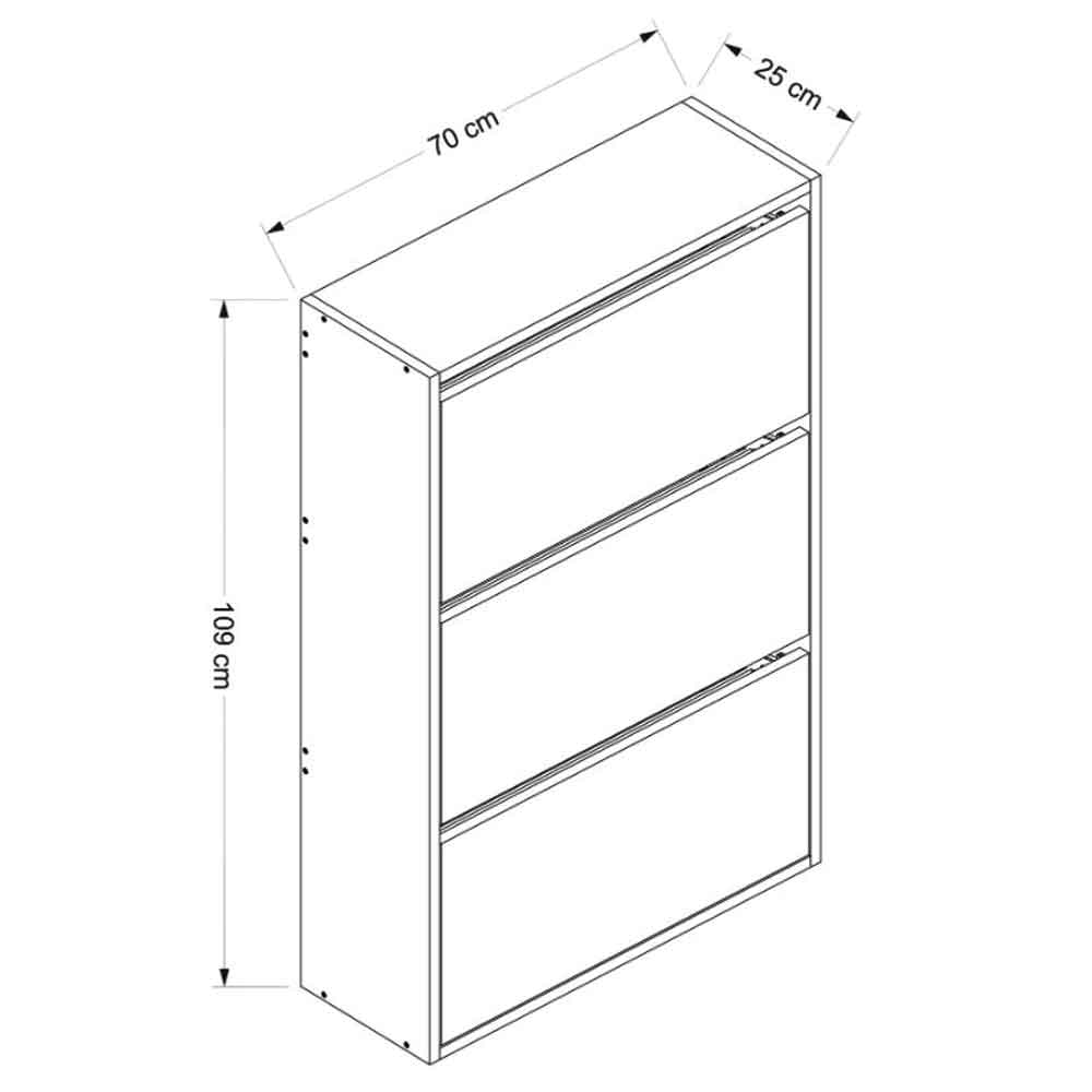Olara Wooden Wall Shoe Storage Rack with 3 Flap Doors In White