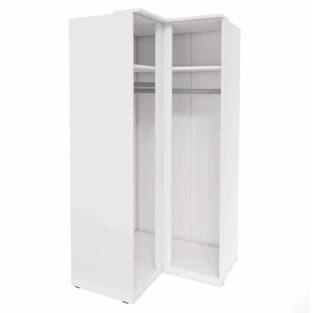 Olathe High Gloss Wardrobe Corner With 2 Doors In White