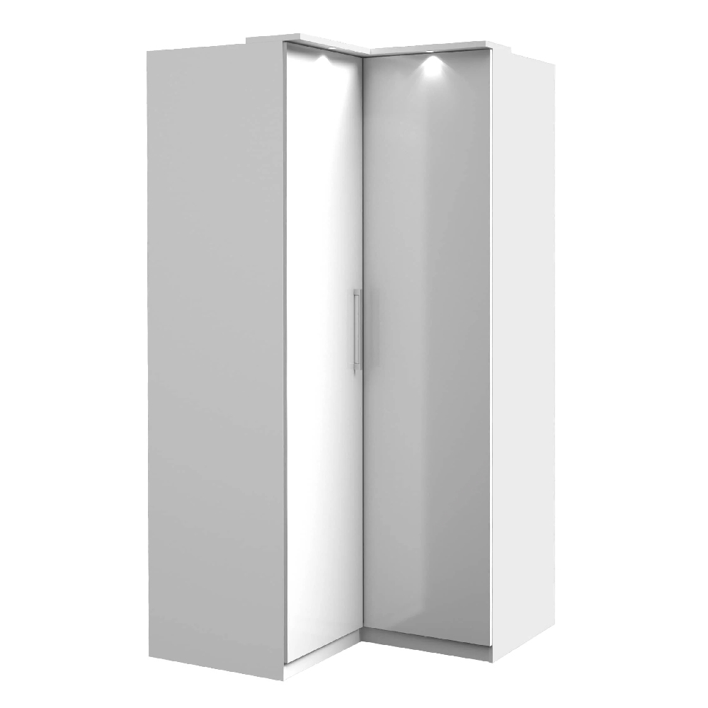 Olathe High Gloss Wardrobe Corner With 2 Doors In White