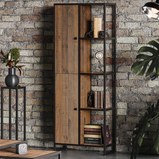 Read more about Olbia wooden bookcase large tall with 2 doors in oak
