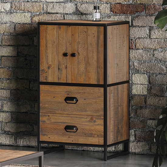Read more about Olbia wooden modular storage cabinet 2 doors 2 drawers in oak