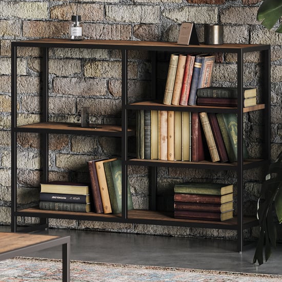 Read more about Olbia wooden open bookcase small low in oak