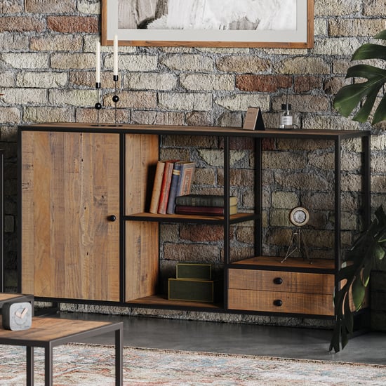 Read more about Olbia wooden sideboard open with 1 door 2 drawers in oak