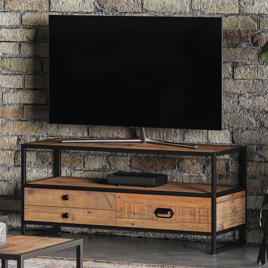 Olbia Wooden TV Stand With 3 Drawers In Oak